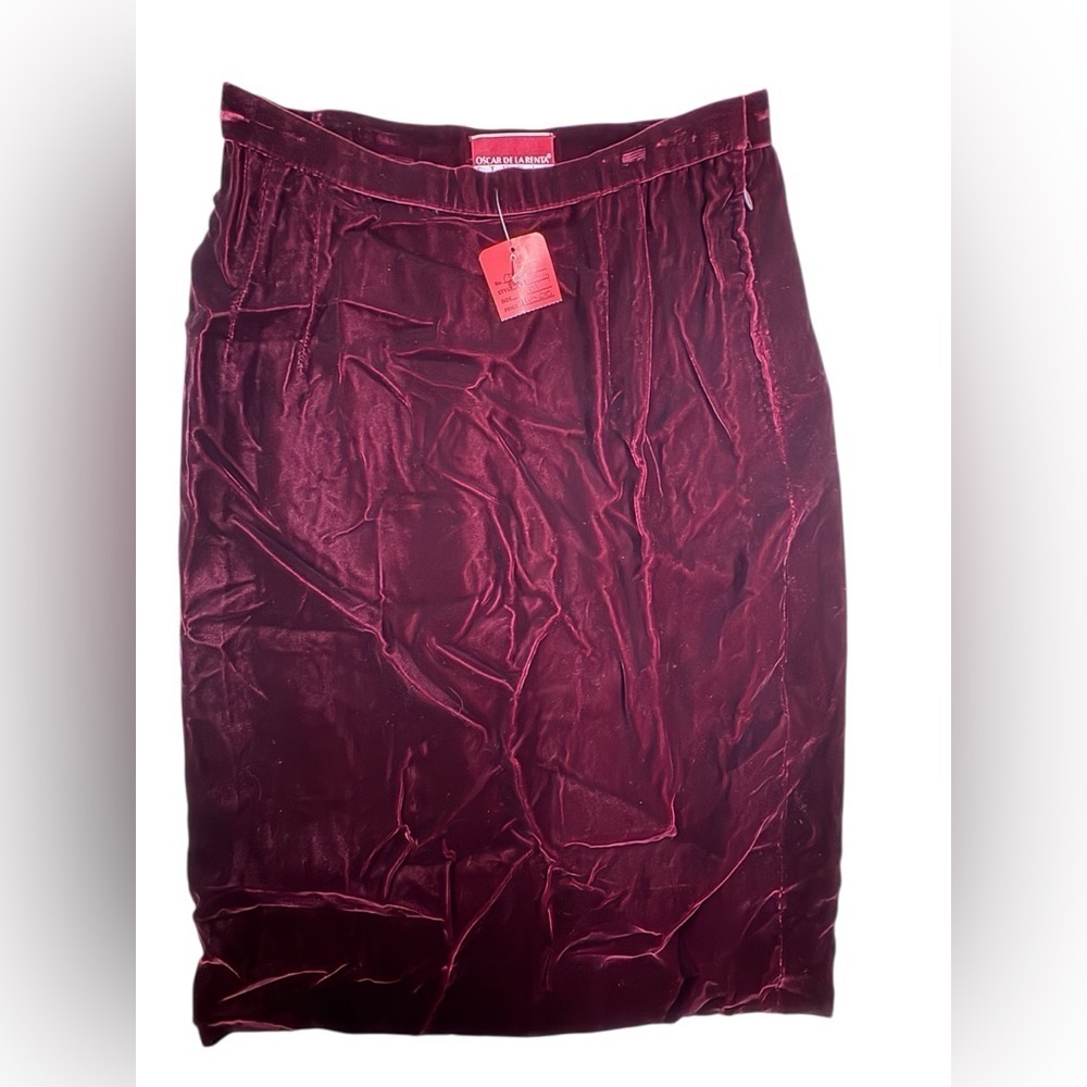 Oscar de la Renta Deep Red Velvet Pencil Skirt